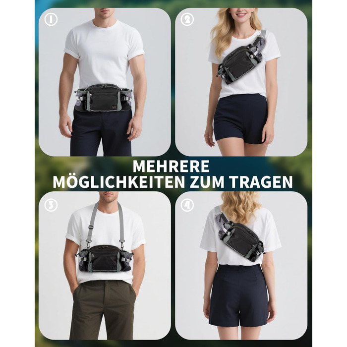 Тактична поясна сумка 6L для туризму, прогулянок з собакою, бігу, велоспорту, риболовлі та подорожей, чорна