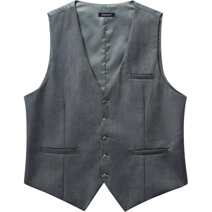 Елегантна жилетка для чоловіків Enlision: однотонна жилетка для весілля, діловий костюм, з кишенями, XS-4XL, сірий