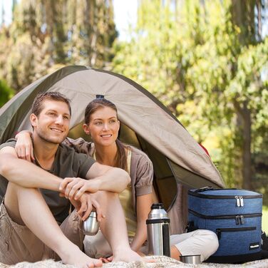 Термосумка-ланчбокс Kato Tirrinia 17L для чоловіків, виготовлена з вишуканого темно-синього матеріалу. Ідеальна для роботи, фітнесу, школи та пікніків. Зручний регульований ремінь, витримує витоки, компактно складається.