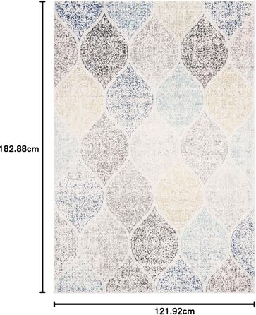 Килим SAFAVIEH Distressed для вітальні, їдальні, спальні - колекція Madison, короткий ворс, 155 x 229 см (слонова кістка та блакитний, прямокутний)