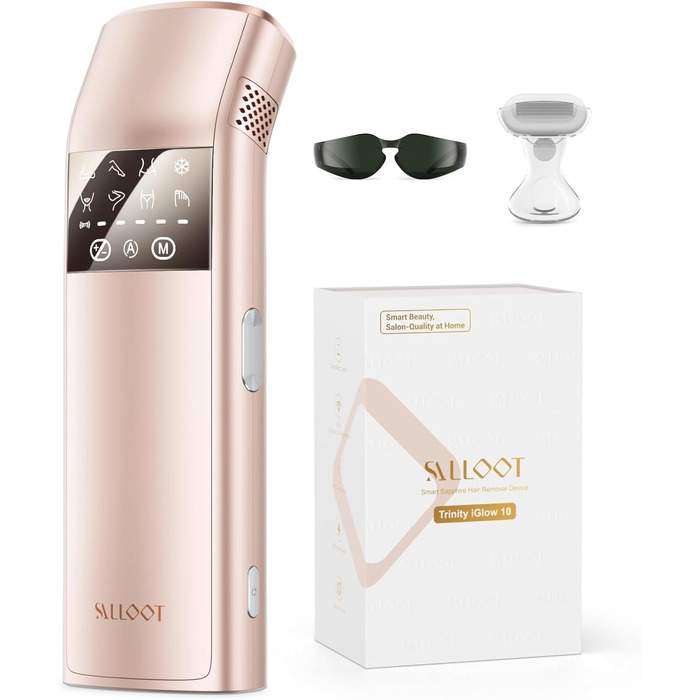 Пристрій для епіляції IPL, 25 Дж, лазерне видалення волосся для жінок та чоловіків, безболісна технологія охолодження сапфіром, довготривалий ефект для зони бікіні, ніг, пахв, тіла, колір: шампань-золото