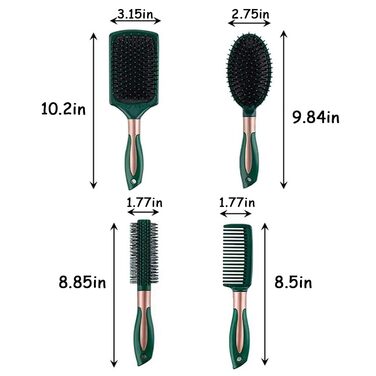 Набір гребінців для волосся 4 шт: масажна овальна, кругла, з повітряною подушкою, для розчісування, без статики. Підходить для жінок та чоловіків