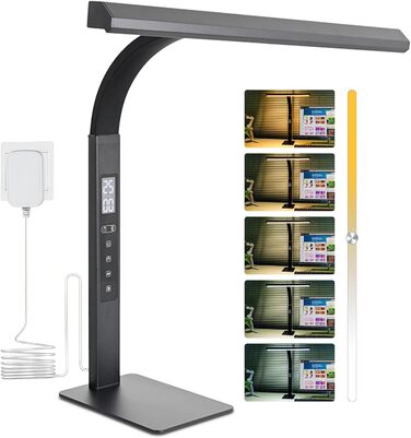LED лампа настільна диммируемая 12W для офісу, дому та навчання, захист очей, світло дня, гнушийна шийка, 5 кольорів, плавне регулювання яскравості