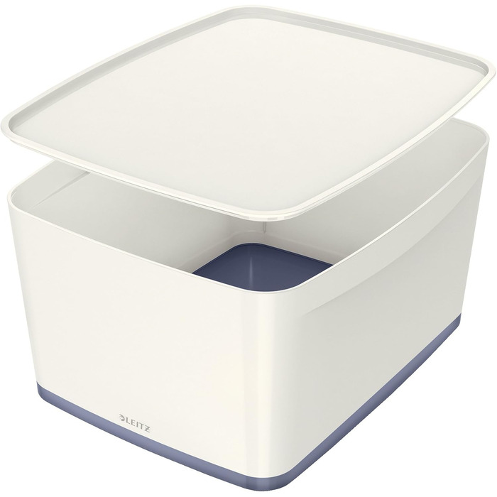 Leitz MyBox велика біла пластикова коробка для зберігання з кришкою, непрозора