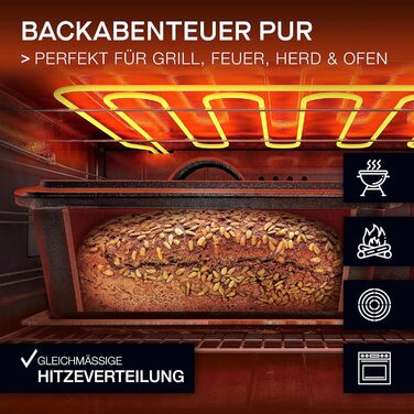 Tomorrow: Bread baking tin with lid incl. recipe booklet - 28cm cast iron baking tin for baking bread, accessories - loaf tin, toast bread tin, loaf tin, baking dish, loaf tin, rectangular bread tin