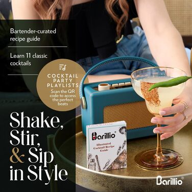 Набір для бармена Barillio: шейкер, мікшер, аксесуари, рецепти коктейлів (чорний)