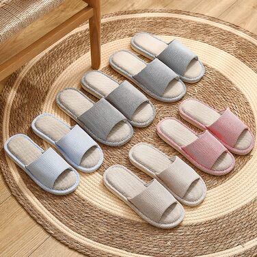 Легкі літні домашні тапочки з льону для жінок та чоловіків, відкриті сандалії, розмір 36/37 EU, вузька форма, хакі