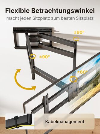 Кріплення для телевізора monTEK 1080mm для 43-90 дюймів (Flat/Curved), до 60 кг, поворотне та нахильне, VESA 800x400 mm