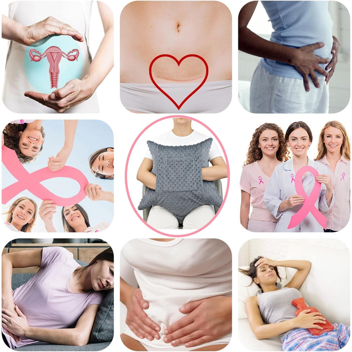 Star-shaped Hysterectomy Pillow for Abdominal Surgery with 2 Pockets, Hysterectomy Pillow, a Must-Have for Recovery, Post-Operation Gift, Belly Pillow, Minky Dot Dark Grey