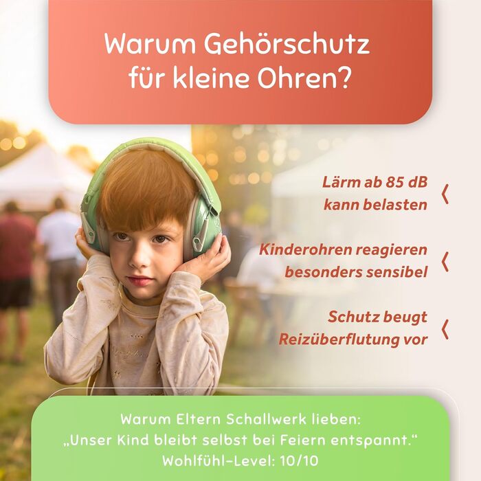 Schallwerk® Kapselgehörschutz Kiddies (Matcha Green) – навушники шумозахисні для дітей, преміум-якість, захист від шуму, ідеальні для повсякденного використання та заходів