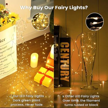 Гірлянда світлодіодна BrizLabs 40м, 800 LED, тепле біле світло, для прикраси дому, саду, балкону, вечірки. Водостійка, 8 режимів