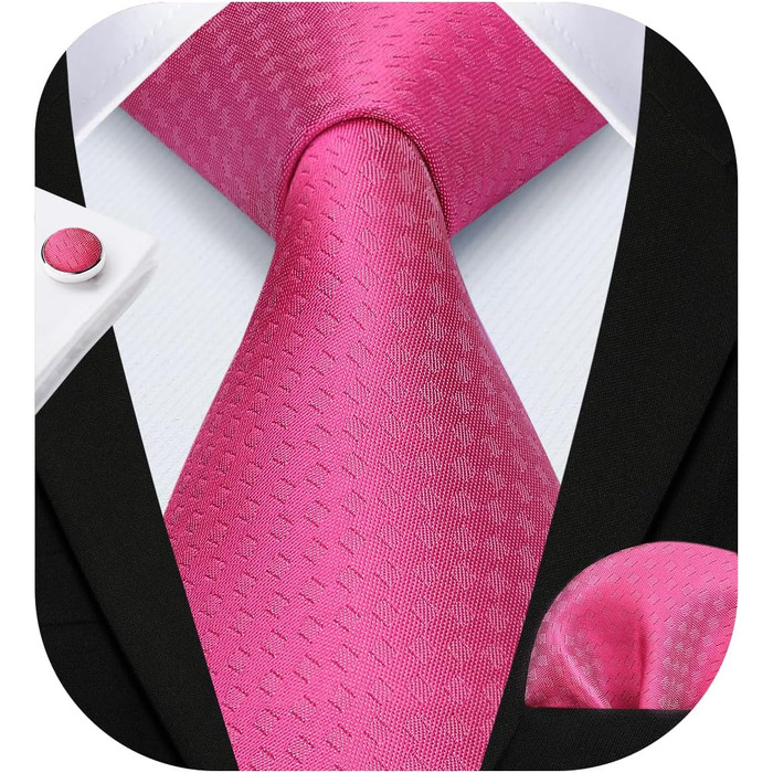 Чоловіча краватка та нагрудна хустинка HISDERN для весілля, комплект з запонками, рожевий