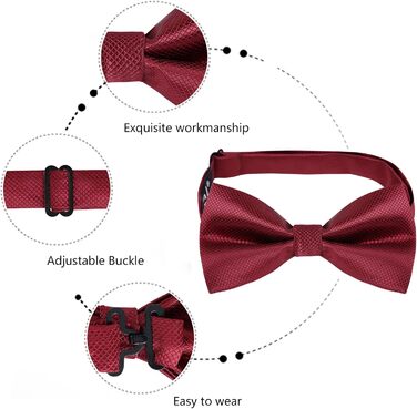 Набір аксесуарів для чоловіків Alizeal: краватка-метелик, запонки та хустинка (бордовий)