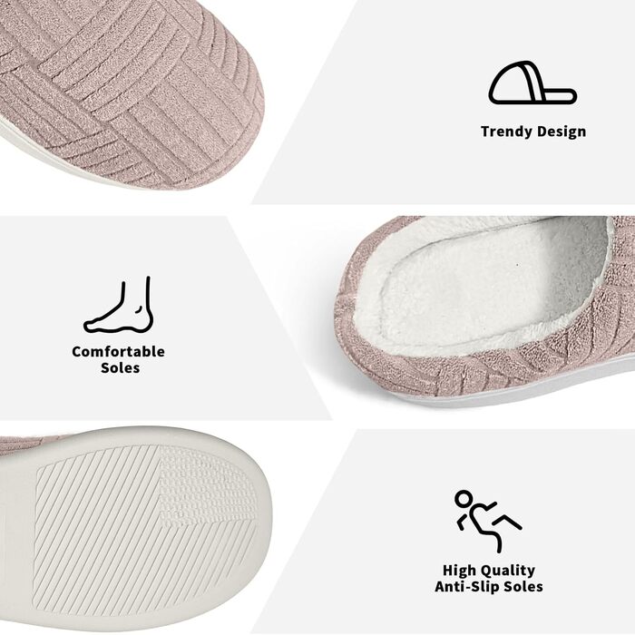 Зручні домашні тапочки з меморі-піною з бавовни для жінок, 38/39 EU, колір кава