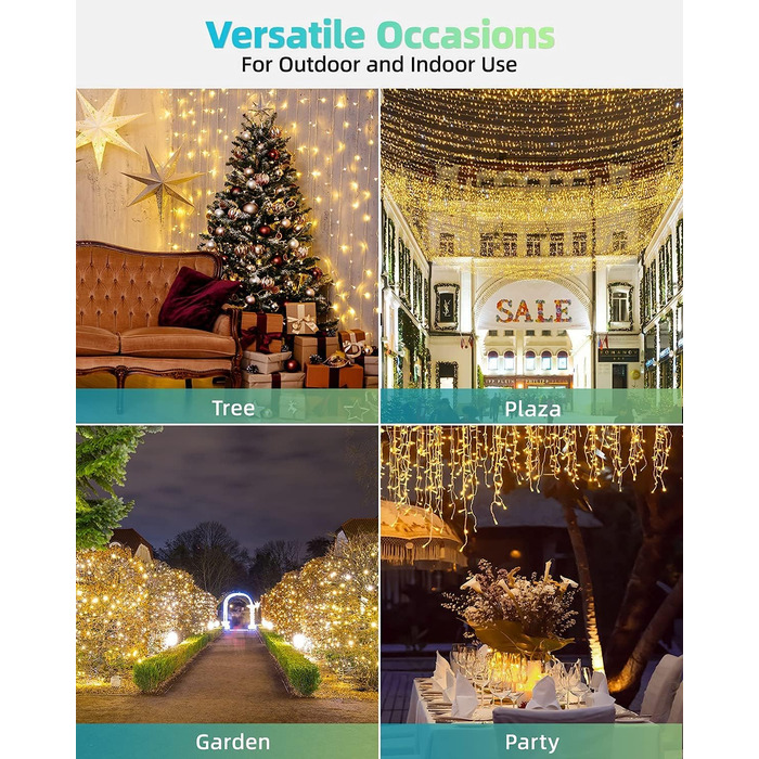 LED гірлянда на Новий Рік LEDYA 20м 200 LED, тепле біле світло, 8 режимів, IP44, для балкона, саду, декору