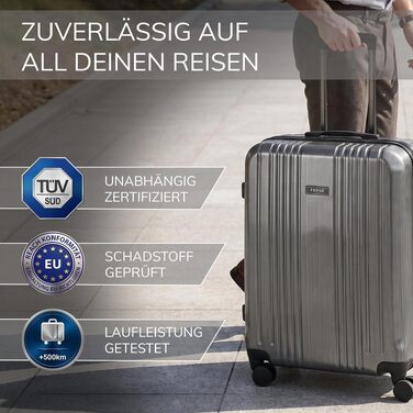 Набір валіз FERGÉ з жорстким корпусом, 3 предмети, 4 подвійні колеса та TSA замок, Graphite