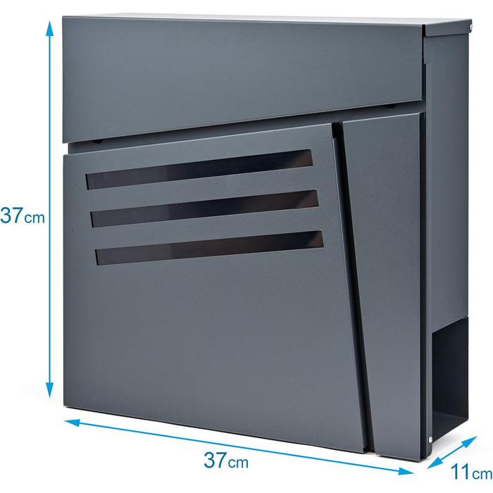 Поштовий ящик Verda з газетницею, нержавіюча сталь, антрацит, 37x37x11 см - сучасний вуличний поштовий ящик з ключем та оглядовим вікном