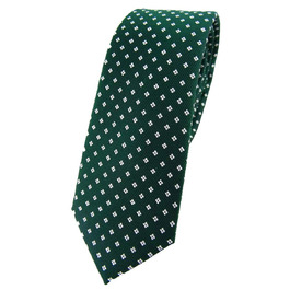 Краватка чоловіча TigerTie вузька шовкова в крапку зелено-сріблясто-біла, дизайнерська