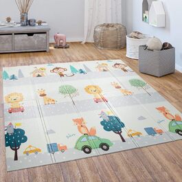 Ігровий килимок Paco Home для дітей, складаний, двосторонній, з тваринами, 150x200 см, різнокольоровий