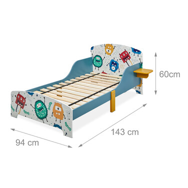 Relaxdays Kids' Bed - Little Monsters with Storage