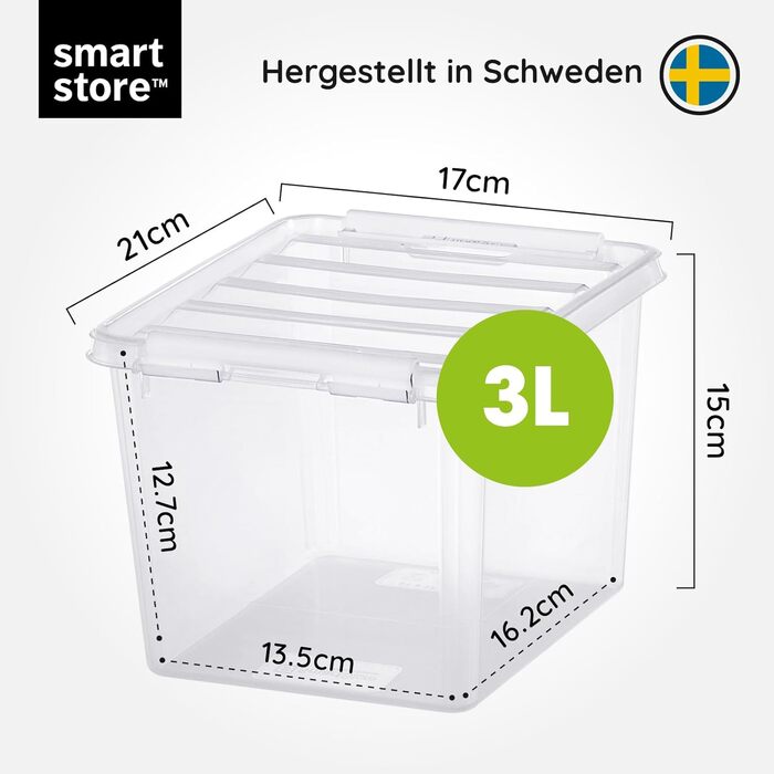SmartStore - 10x Storage Box with Lid Classic 2L (21x17x11cm) | Stackable Box with Lid | Food-Safe Plastic Box | Plastic Box with Lid & Reinforced Corners | 10-Year Warranty (3.0l)