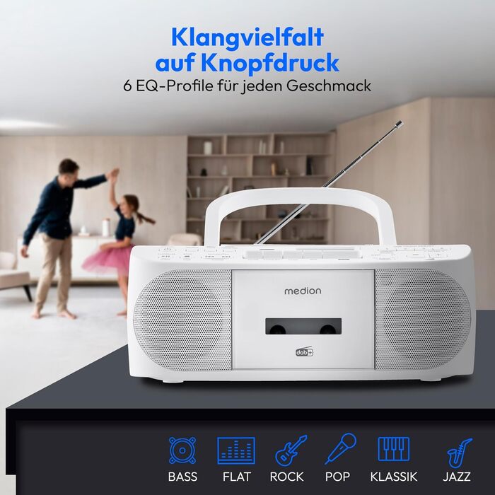 MEDION DRX-1 Plus Boombox: радіо DAB+, Bluetooth, CD-плеєр, MP3, касетний, AUX, зелений