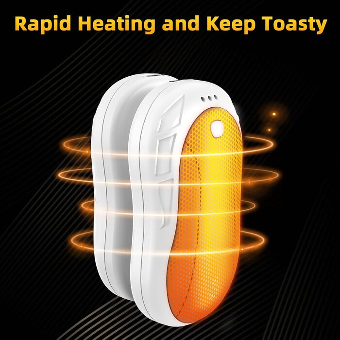 Електричні грілки для рук 2 шт. FANDLISS, портативні, акумуляторні, 6000mAh, до 12 годин роботи, USB, для кемпінгу, полювання, гольфу, білий/зелений