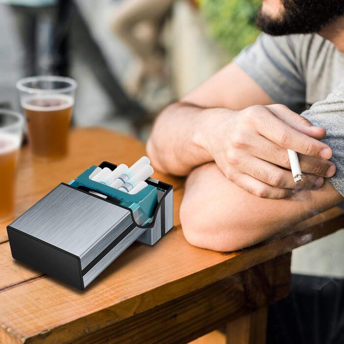 Вишукане Zigarettenetui Yosemy: Металевий футляр для сигарет на 20 сигарет (3 шт.) - сірий, чорний, срібний