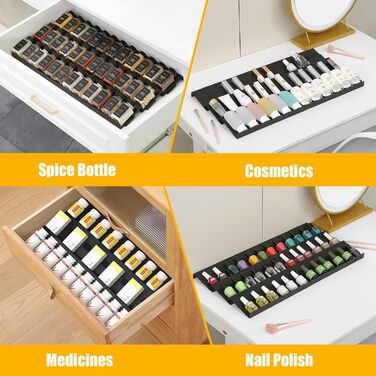 Організатор для спецій Famhap, 24 шт. - полиці для спецій у ящик, кухонний органайзер для спецій, полиці для спецій (Чорний, 12 шт.)