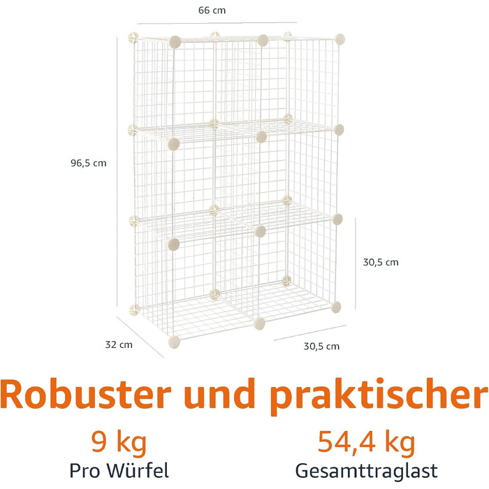 Amazon Basics Stackable Wire Grid Storage Cubes (6 Cubes, White)