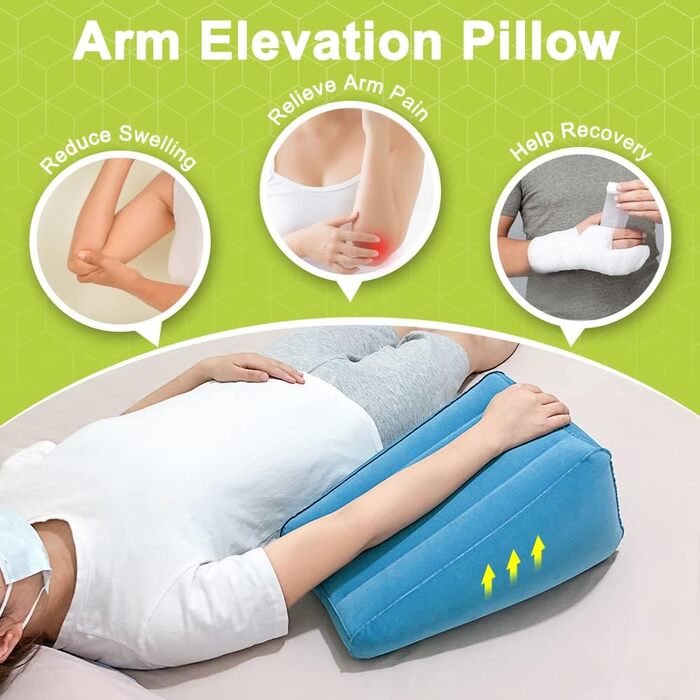 Mybow Inflatable Arm Elevation Pillow, Arm Support Pillow for Pain Relief, Daily Armrest, Comfort Armrest, Broken Arm and After Operations, Elbow Pillow