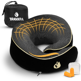 Подушка для шиї TRAVARA - Memory Foam - для подорожей на авто та літаку - чорна