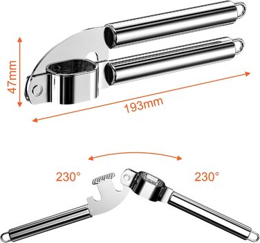 Пресс для часнику Newaner з нержавіючої сталі, 20 см. Практичний кухонний аксесуар, легко миється, міцний та надійний