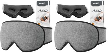 Маска для сну INNELO 3D з повним блокуванням світла та захистом слуху, ультрам'яка, для чутливих очей та сну на боці (сіра, 2 шт)