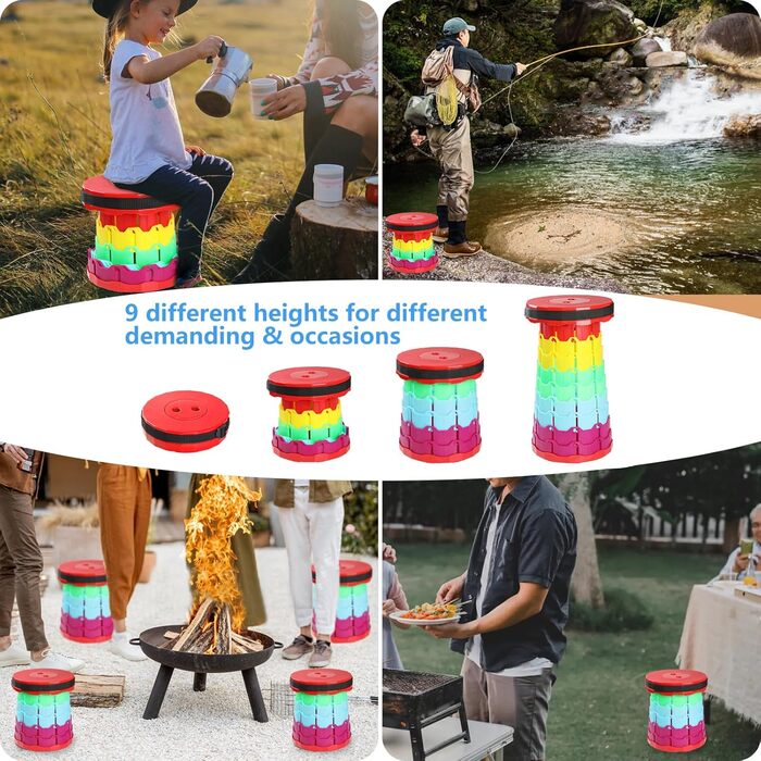 Зручний складаний стільчик GeeRic: телескопічний, для кемпінгу, риболовлі, дитячий, зелений