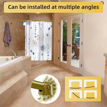 Регульована вигнута штанга для душу, широка, з нержавіючої сталі, для ванної кімнати, 106,7–182,9 см, золота, преміум-якість