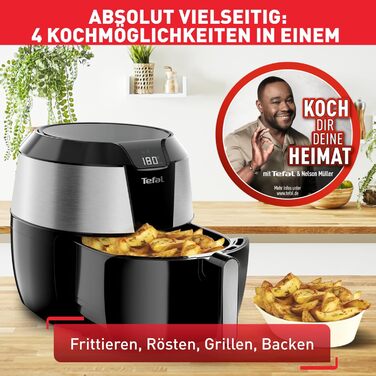 Аерофритюрниця Tefal Easy Fry XXL 5,6 л, 1850 Вт, 8 програм, електрична, без олії, нержавіюча сталь, енергозберігаюча, цифровий дисплей