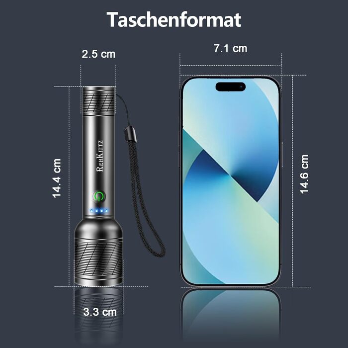 LED ліхтарик надпотужний 2200 люмен, перезаряджається (вбудований акумулятор великої ємності), міні ліхтарик з індикатором заряду, довгий час роботи, алюмінієвий корпус, 5 режимів освітлення, регульований фокус (2 шт.)