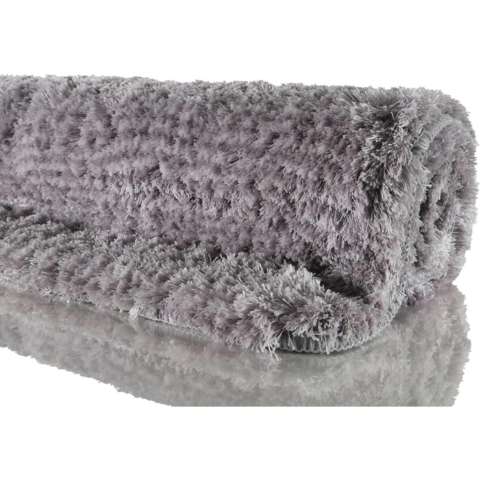 Homie Living Bath Rug, Bath Mat, fluffy, soft pile, non-slip and washable, San Piero (60 x 100 cm, Grey) Grey 60 x 100 cm