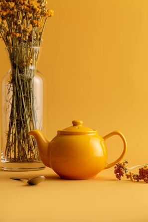 Price & Kensington English Teapot for 2, made from high-quality stoneware, teapot with glossy glaze, Rockingham, microwave and dishwasher safe, Vintage Teapot Maker (2 cups, Yellow)