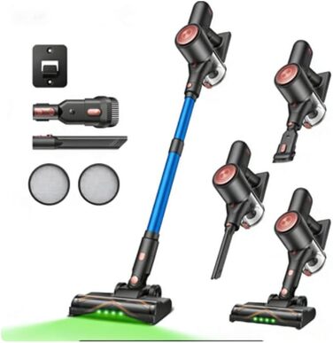 Бездротовий акумуляторний пилосос Vexilar V10PRO: 45000Pa, 45 хв, 450W, 6-в-1, LED, знімна батарея, для твердих поверхонь, килимів, шерсті тварин (S, Blue)