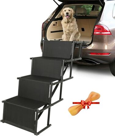 Зручна рампа для собак у машину, підходить для великих та маленьких собак. Рампа для собак у автомобіль, чорного кольору, витримує до 90 кг (139x45x76 см)