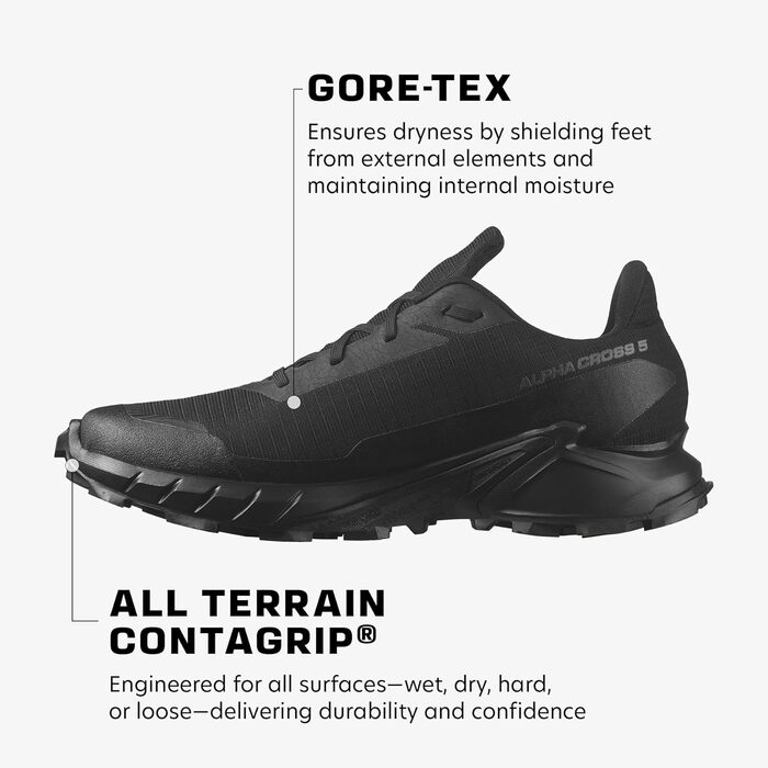 Кросівки для трейлраннінгу Salomon Alphacross 5 Gore-Tex, чорний, 44 EU