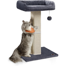 Feandrea Cat Tree, Cat Tower with 40 x 30 cm Plush Platform, Scratch Post, Cat Scratching Post, 71 cm High, Sisal-Wrapped Scratching Post, 45 x 40 cm Base, with Plush Ball, PCA022W01 (Dark Grey)