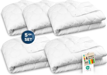 ZOLLNER 5-Piece Set 4-Seasons Duvet Cover - Skin-Friendly and Breathable Day Blanket - with Snap Buttons - Polyester - Washable up to 60°C - 135x200 cm - Hotel Quality - Oeko Tex® Certified 5x 135 x 200 cm White