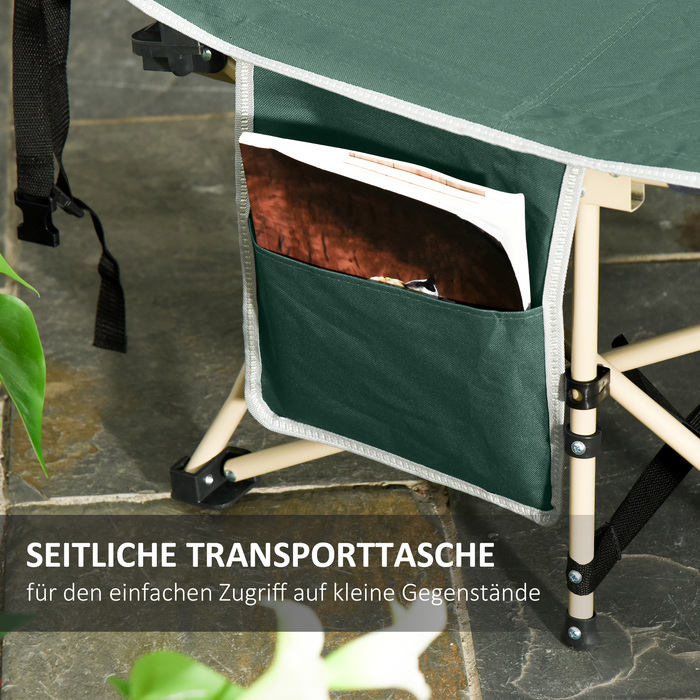 Outsunny Folding Cot with Storage Bag, Foldable Camping Bed, Camping Lounger, Includes Carry Bag, Steel Oxford Fabric, Green, 190 x 68 x 52 cm | Aosom
