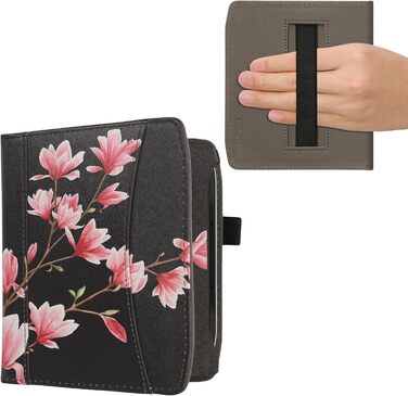 Чохол-книжка kwmobile для Pocketbook Era/Era Color з відділенням для карт та петлею для кріплення - дизайн 'Читаюча жінка' чорно-бежевий (Magnolien 33-02-01)