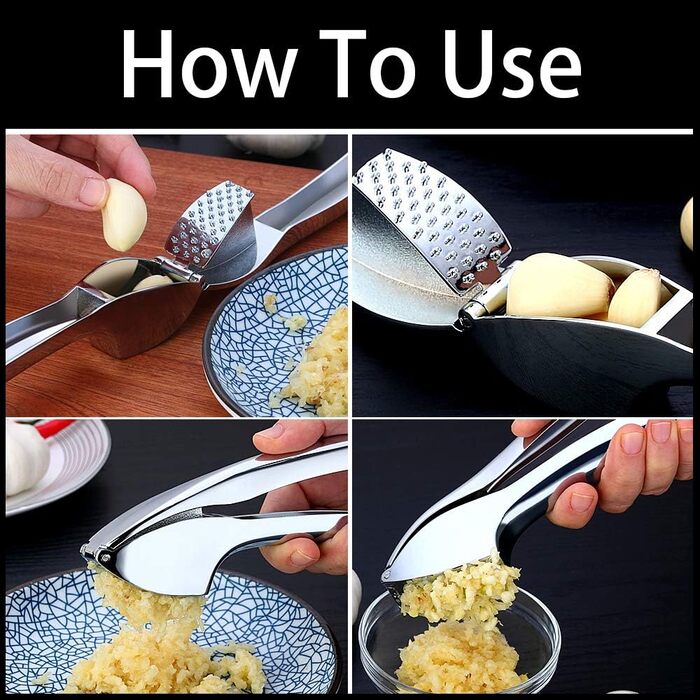 Прес для часнику з нержавіючої сталі, професійний подрібнювач часнику, прес-подрібнювач часнику, легко очищається, міцний