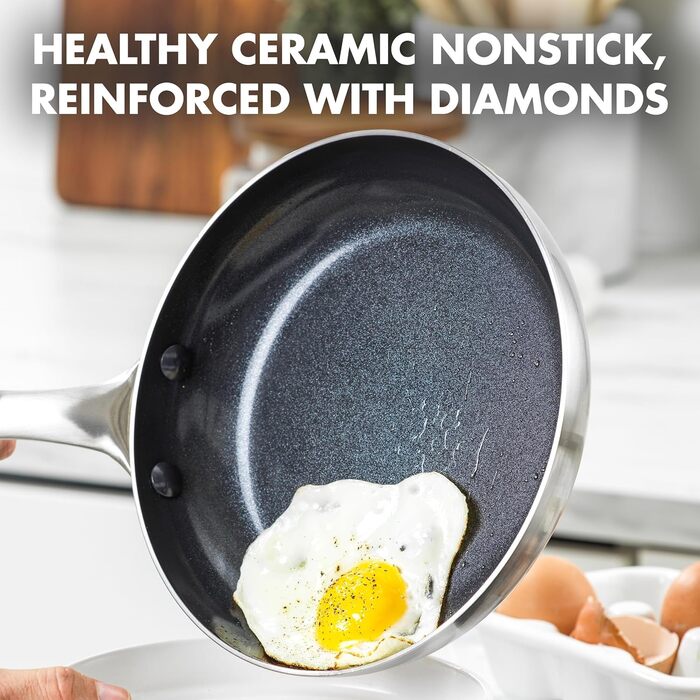 Набір посуду GreenPan TriClad з нержавіючої сталі, 10 предметів, з антипригарним покриттям, індукційний, без PFAS