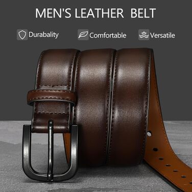 Чоловічий шкіряний ремінь VONMELLI без металу, TSA-сертифікований, для джинсів, з гіпоалергенною застібкою, розмір пояса 48-52